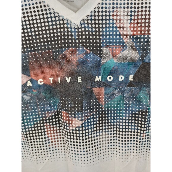 Xersion Womens XL White Active Mode Graphic Print Short Sleeve V-Neck T-Shirt - Picture 2 of 5